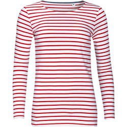 Vêtements Femme T-shirts manches longues Sols Marine Blanc/Rouge