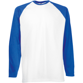 Vêtements Homme T-shirts manches longues Fruit Of The Loom 61028 Blanc/Bleu royal