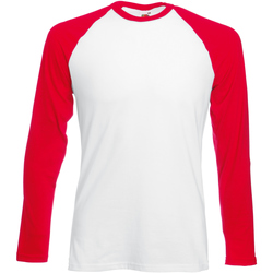 Vêtements Homme T-shirts wearing manches longues Fruit Of The Loom 61028 Blanc/Rouge