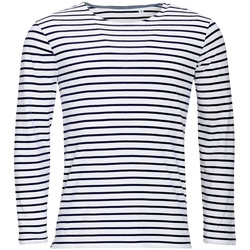 Vêtements Homme T-shirts manches longues Sols 01402 Blanc/Bleu marine