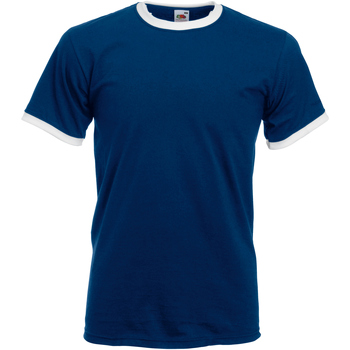 Vêtements Homme T-shirts manches courtes Fruit Of The Loom 61168 Bleu marine/ Blanc