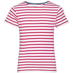 Vêtements Enfant T-shirts linen manches courtes Sols 01400 Blanc / rouge