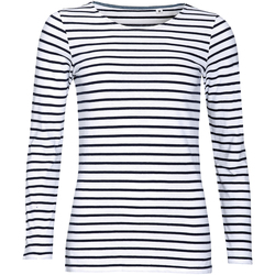 Vêtements Femme T-shirts manches longues Sols Marine Blanc/Bleu marine