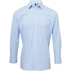 Vêtements Homme Chemises manches longues Premier Microcheck Bleu clair/Blanc