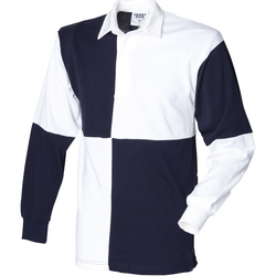 Vêtements Homme Polos manches longues Front Row FR02M Blanc/Bleu marine (col blanc)