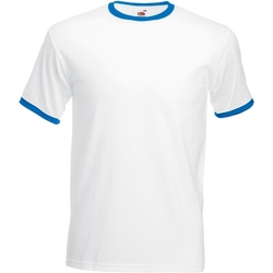 Vêtements Homme T-shirts manches courtes Fruit Of The Loom 61168 Blanc/ Bleu roi