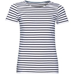 Vêtements Femme T-shirts manches courtes Sols 01399 Blanc / bleu marine