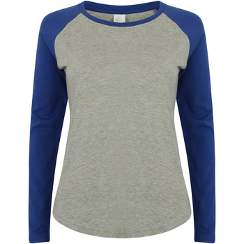 Vêtements Femme T-shirts manches longues Skinni Fit SK271 Gris chiné/Bleu roi