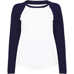 Vêtements Femme T-shirts manches longues Skinni Fit SK271 Blanc/Bleu marine