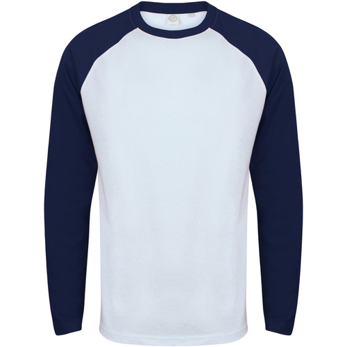 Vêtements Homme T-shirts manches longues Skinni Fit SF271 Blanc/bleu marine