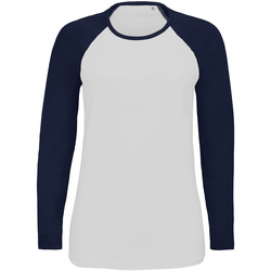 Vêtements Femme T-shirts manches longues Sols 02943 Blanc / bleu marine
