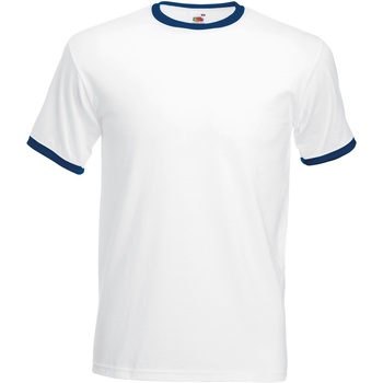 Vêtements Homme T-shirts and manches courtes Fruit Of The Loom 61168 Blanc/ Bleu marine