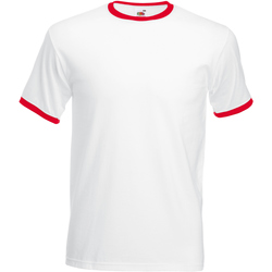 Vêtements Homme T-shirts wearing manches courtes Fruit Of The Loom 61168 Blanc /Rouge
