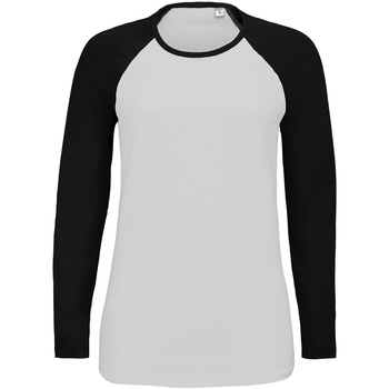 Vêtements Femme T-shirts manches longues Sols 02943 Blanc/Noir