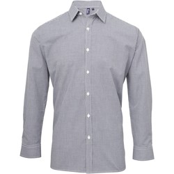 Vêtements Homme Chemises manches longues Premier Microcheck Bleu marine/Blanc