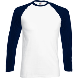 Vêtements Homme T-shirts manches longues Fruit Of The Loom 61028 Blanc/Bleu marine profond