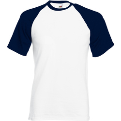 Vêtements Homme T-shirts and manches courtes Fruit Of The Loom 61026 Blanc/Bleu marine profond