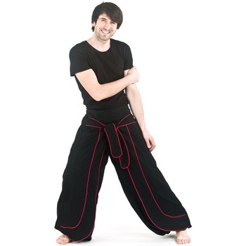 Vêtements Homme Pantalons fluides / Sarouels Fantazia Pantalon Zen cache-tresor Noir bordure rouge