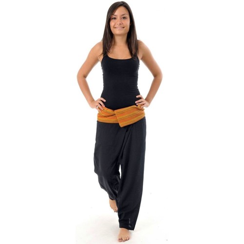 Vêtements Femme Pantalons fluides / Sarouels Fantazia Pantalon Fisherman Thailande Noir rayure orange Noir