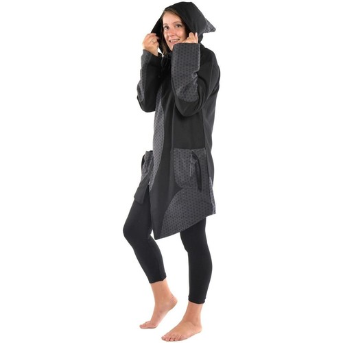 Fantazia Manteau ethnique noir gris grand froid Dayang Noir - Vêtements Manteaux  Femme 59,00 €