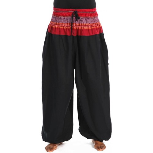 Vêtements The Indian Face Fantazia Pantalon sarouel elastique bouffant noir sari rouge Maka Noir