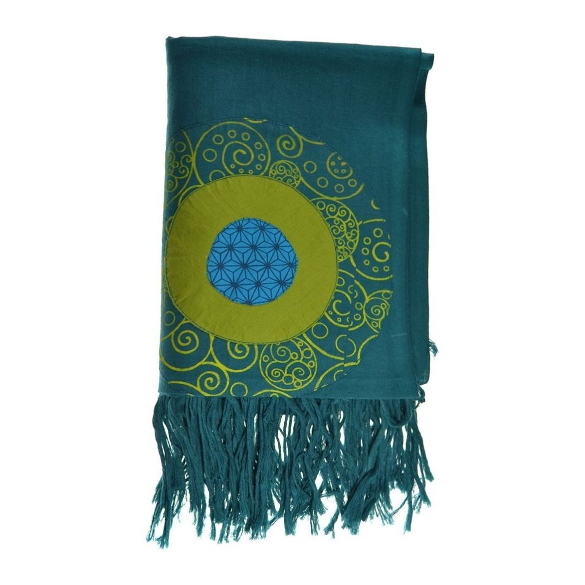 Accessoires textile Echarpes / Etoles / Foulards Fantazia Cheche foulard coton multi patch ethnic print bleu vert Bleu