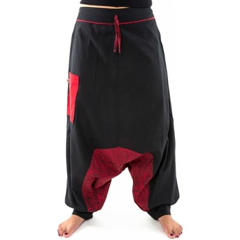 pantalon fantazia  sarouel aladin ethnic psychedelic noir rouge hiver 