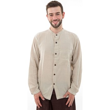 Vêtements Homme Chemises manches longues Fantazia Chemise boutons en coco coton leger chanvre Lee Blanc