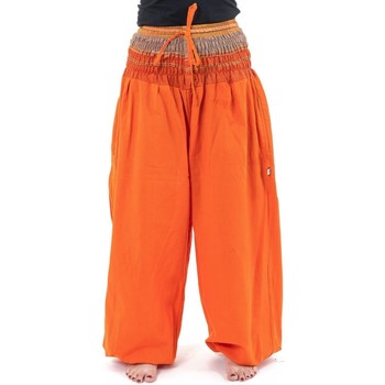 Vêtements Femme Pantalons fluides / Sarouels Fantazia Pantalon sarouel babacool large smock orange sari brillant Mik Orange