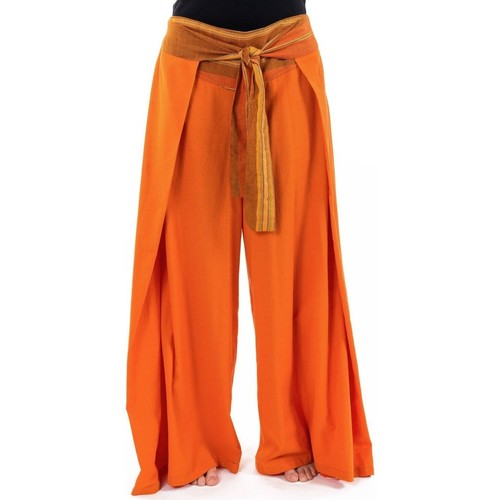 Vêtements Femme Pantalons fluides / Sarouels Fantazia Pantalon ethnique leger ceinture sari brillant orange Orih Orange