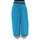 Vêtements Femme Pantalons fluides / Sarouels Fantazia Pantalon sarouel baba cool chic turquoise sari brillant Manha Bleu