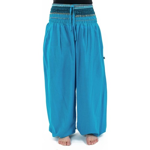 Vêtements Fantazia Pantalon sarouel baba cool chic turquoise sari brillant Manha Bleu - Vêtements Pantalons fluides Femme 20 