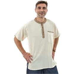 Vêtements Homme Chemises manches longues Fantazia Chemisette ethnique coton ecru Malisah Blanc / écru