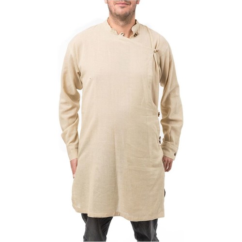 Vêtements Homme Chemises manches longues Fantazia Chemise tunique kurta homme chanvre Blanc