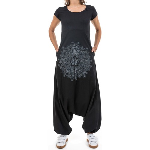 Vêtements Femme Combinaisons / Salopettes Femme | Combi sarouel noir mandala Javea - VK66216