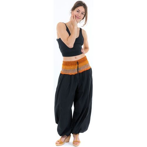 Vêtements Femme Pantalon Zen Cache-tresor Fantazia Pantalon sarouel indian chic sari orange Noir