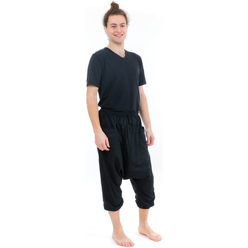 Vêtements Homme Pantalons Homme | Pantacourt sarouel bermuda noir casual - VF77210