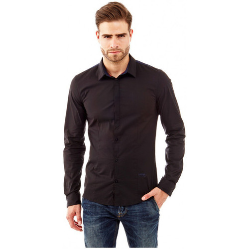 Vêtements Homme Chemises manches longues Guess Chemise Homme Poplin Noir M53H01 (rft) Noir