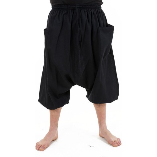 Vêtements Homme Pantalons Homme | Saroual pantacourt bermuda homme coton leger noir uni Adhara - XF80217