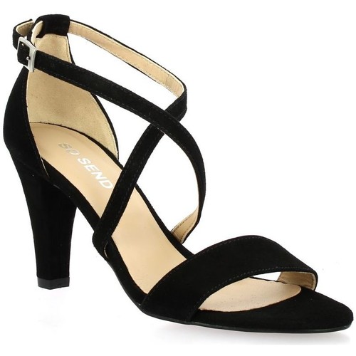 Chaussures Femme Gagnez 10 euros So Send Nu pieds cuir velours Noir
