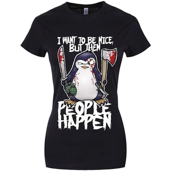 Vêtements Femme T-shirts manches longues Psycho Penguin I Want To Be Nice Noir