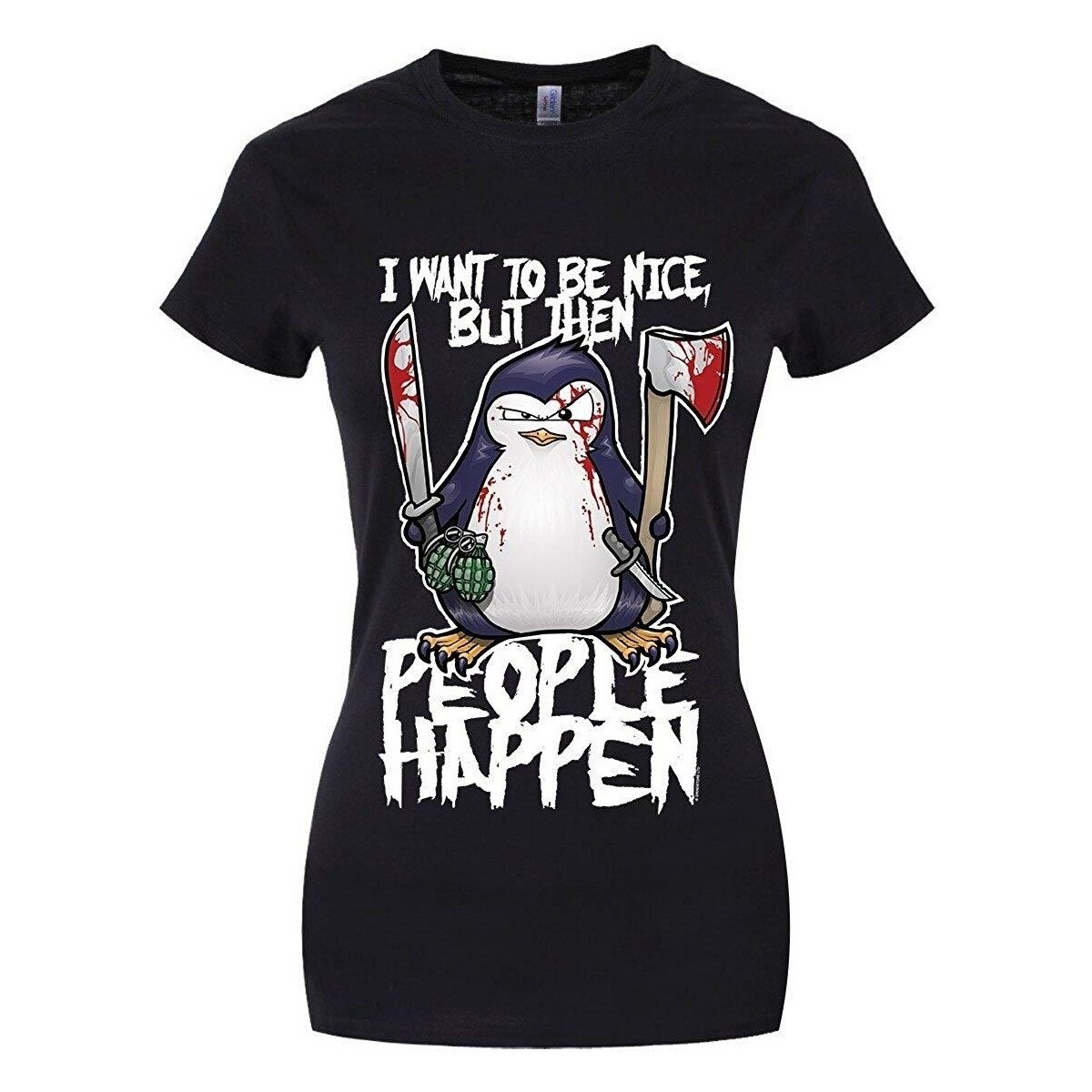 Vêtements Femme T-shirts manches longues Psycho Penguin I Want To Be Nice Noir