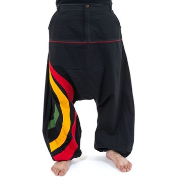 Vêtements Pantalons fluides / Sarouels Fantazia Sarouel grande taille mixte arc-en-ciel tricolore reggae Noir