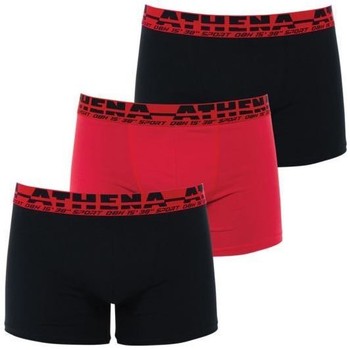 Sous-vêtements Homme Boxers Athena Lot de 3 Boxers Homme Coton EASYSPORT Noir Rouge Noir