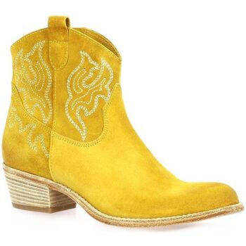 Chaussures Femme Boots Paoyama Boots cuir velours  ocre Jaune
