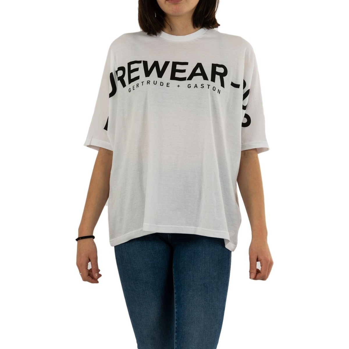Vêtements Femme Black Slim Cotton T-shirt With White Monogram Logo giulia Blanc