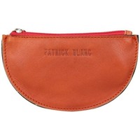Sacs Femme Porte-monnaie Patrick Blanc Porte monnaie demi rond plat  cuir noir / orange Multicolor