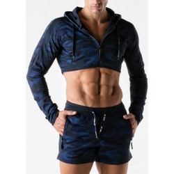 Vêtements Homme Vestes de survêtement Code 22 Veste sport courte à capuche Urban Camo marine Code22 Bleu Marine