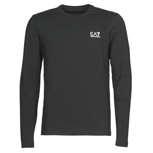 Vêtements Homme T-shirts manches longues Emporio Armani logo-embroidred EA7 TRAIN CORE ID M TEE LS ST Noir / Logo blanc