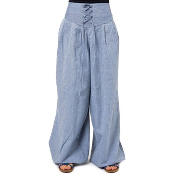 Vêtements Parquest jacquard Bermuda shorts Fantazia Pantalon ethnique chic zen ceinture corset bleu chine Livyo Bleu